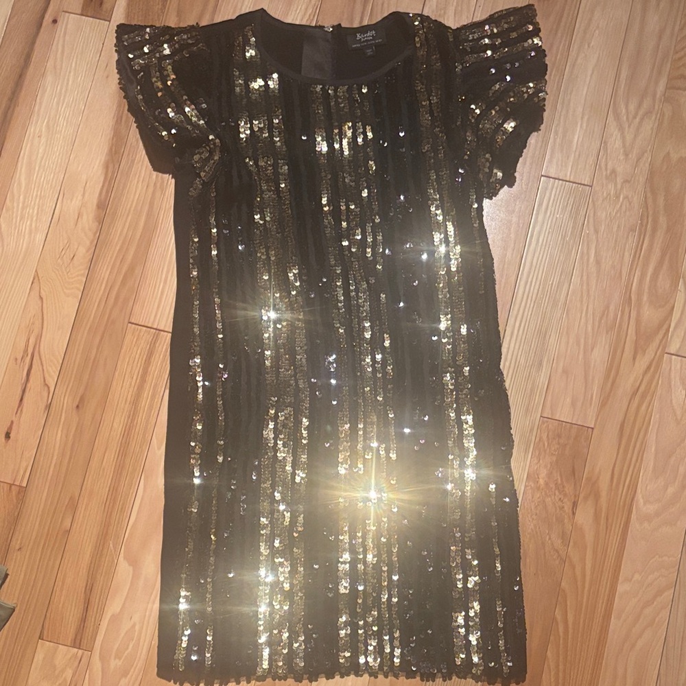 Bardot Black and Gold Sequin juniors Formal Dress